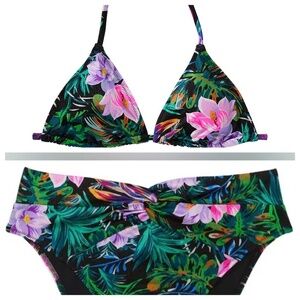 New! Victoria's Secret Black Palm Bikini Set 45563